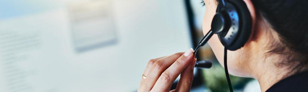 Woman working at a call centre.