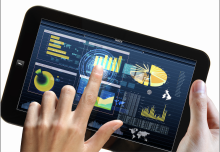A tablet showing graphs