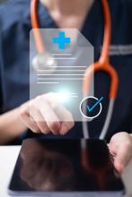 Healthcare worker with document