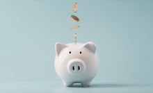 Money going into a piggy bank