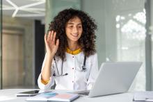 Doctor conducting appointment online