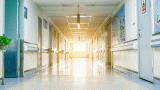 Narrow hospital corridor.