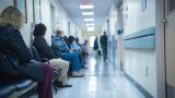 Patients waiting in hospital corridor