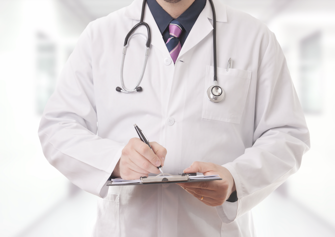 A doctor with a clipboard