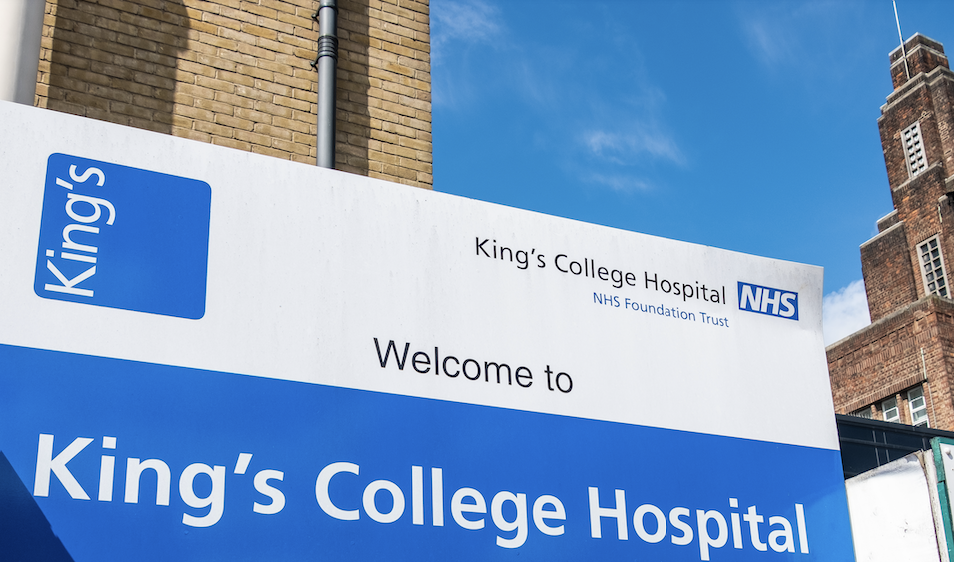 A sign that says 'Welcome to King's College Hospital'