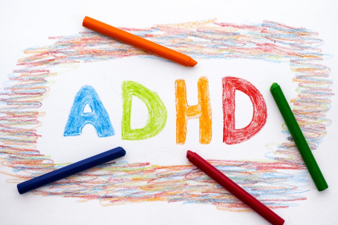 ADHD written with crayons