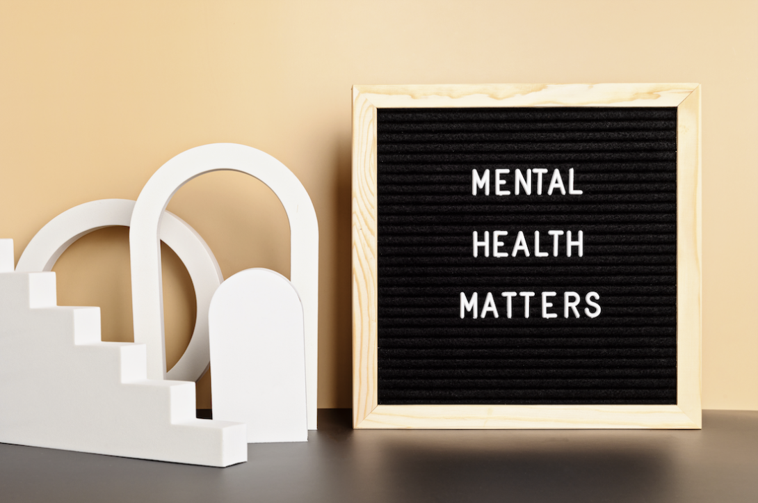 A sign that says mental health matters.