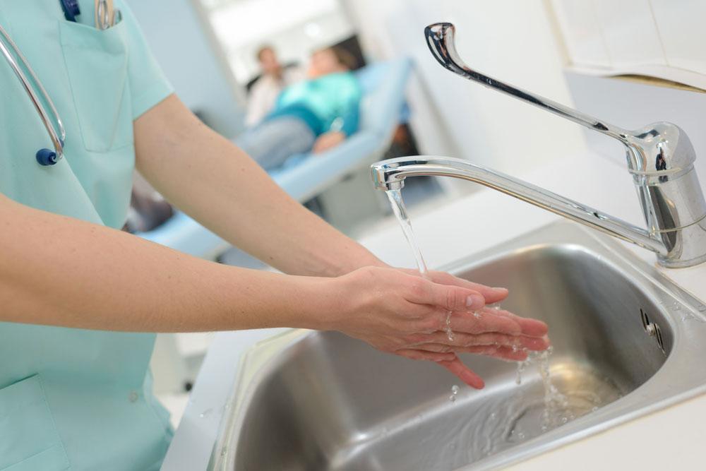 Healthcare professional washing hands