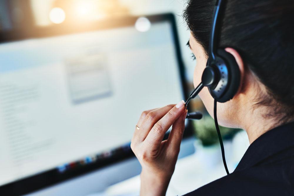 Woman working at a call centre.