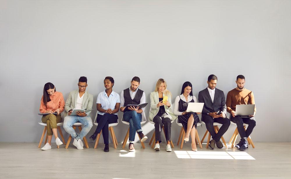 People queueing for interview