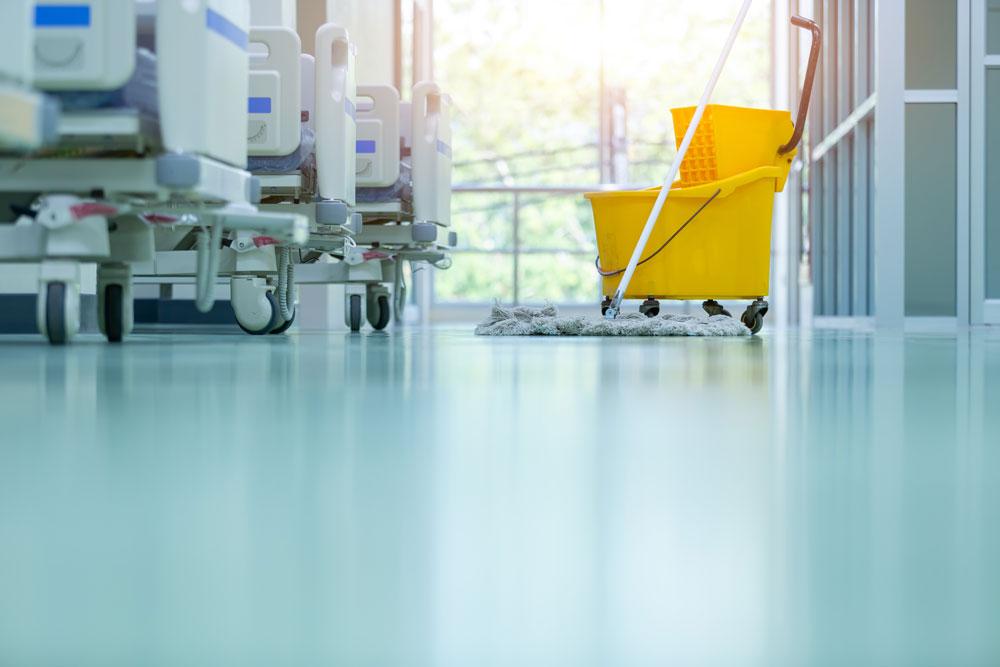 Mop and bucket in hospital