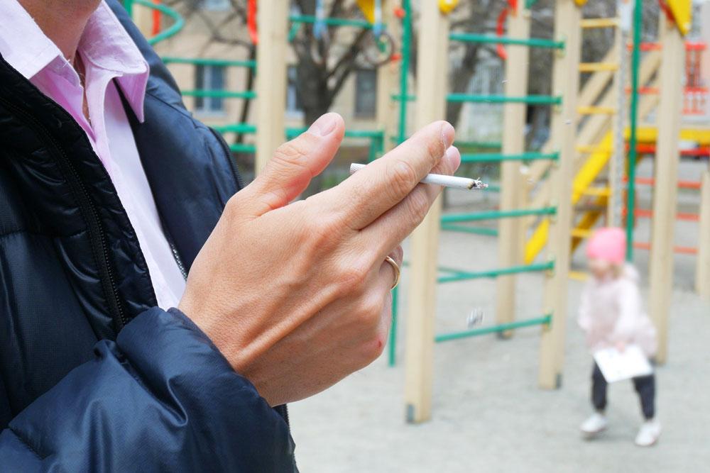 Smoking in a playground